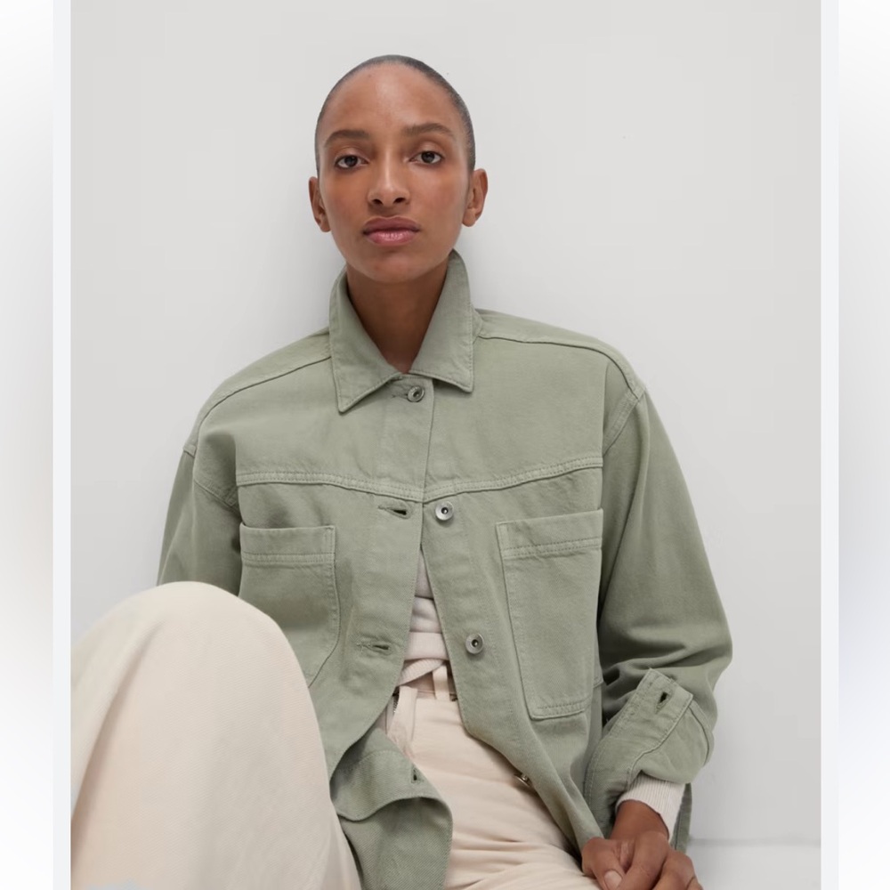 Articles of Society Willow Pastel Light Green Denim Jean Jacket Shacket